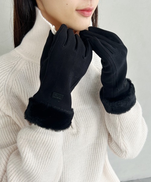 wears（ウェアーズ）の「スマホ対応ファー手袋（手袋・レディース・ベージュ/グレー/ピンク/ブラック・FREE）」の8枚目の写真