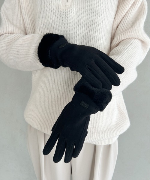 wears（ウェアーズ）の「スマホ対応ファー手袋（手袋・レディース・ベージュ/グレー/ピンク/ブラック・FREE）」の7枚目の写真