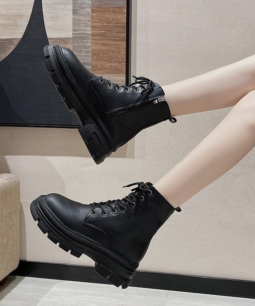 【セール】【Lilamusant(リラミュゾン)】厚底トラックソールレースアップブーツ プラットフォーム（ブーツ）｜Lilamusant（リラミュゾン）