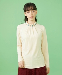 Jocomomola | ベアスムース フラワー刺繍モックネックカットソー(Tシャツ/カットソー)