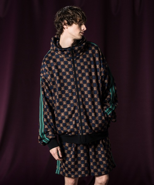 glamb（グラム）の「Monogram Hooded Jersey / モノグラムフーデッドジャージ（ジャージ・メンズ・ブラック/ネイビー・L/M/S）」の8枚目の写真