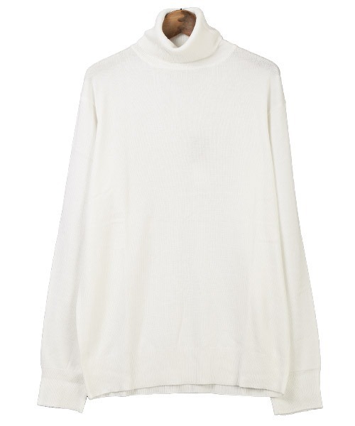 LUXSTYLE（ラグスタイル）の「12G天竺タートルネックニット（ニット/セーター・メンズ・ホワイト/ブラック・M/XL/L）」の5枚目の写真