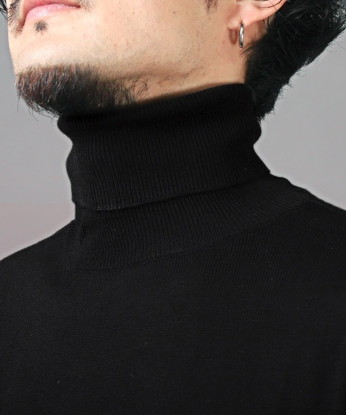 LUXSTYLE（ラグスタイル）の「12G天竺タートルネックニット（ニット/セーター・メンズ・ホワイト/ブラック・M/XL/L）」の7枚目の写真