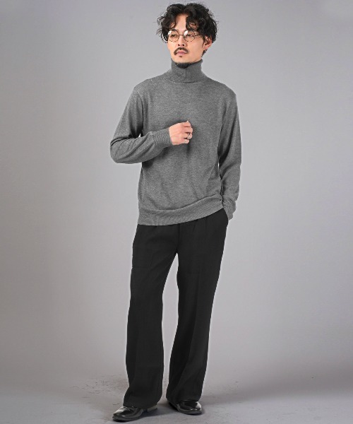 LUXSTYLE（ラグスタイル）の「12G天竺タートルネックニット（ニット/セーター・メンズ・ホワイト/ブラック・M/XL/L）」の16枚目の写真