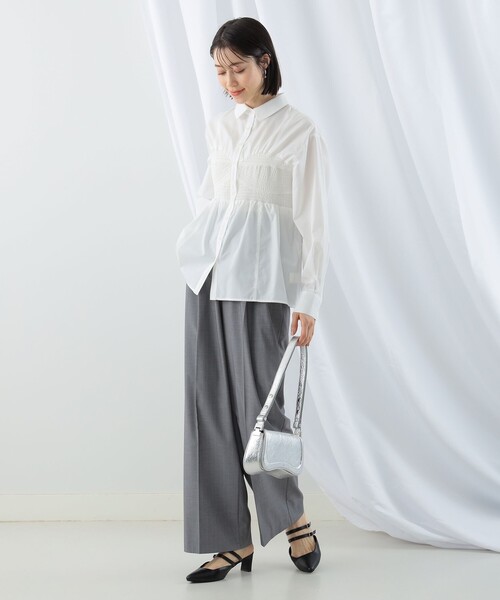 Ray BEAMS(レイビームス)の「Ray BEAMS / ビスチェ シャーリング シャツ(シャツ/ブラウス・レディース・ホワイト/サックスブルー・ONE SIZE)」の4枚目の写真