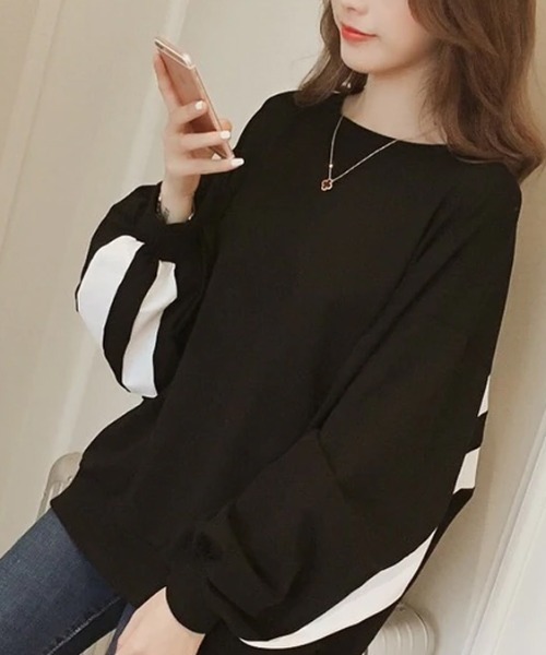 COCOMOMO(ココモモ)の「ドルマンスリーブ スウェットプルオーバー(Tシャツ/カットソー・レディース・ブラック・M/L/XL)」の7枚目の写真