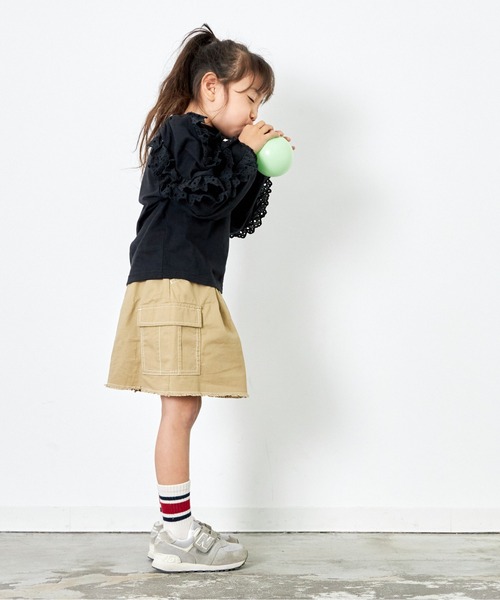 MAKE YOUR DAY（メイクユアデイ）の「カーゴポケットフリンジスカート■80～140cm（スカート・キッズ・オリーブ/ブルー/ベージュ・90/120/100/140/130/110/80）」の4枚目の写真