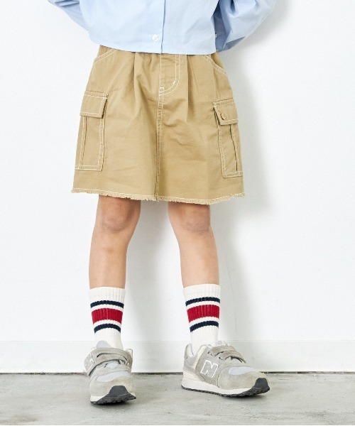 MAKE YOUR DAY（メイクユアデイ）の「カーゴポケットフリンジスカート■80～140cm（スカート・キッズ・オリーブ/ブルー/ベージュ・90/120/100/140/130/110/80）」の7枚目の写真