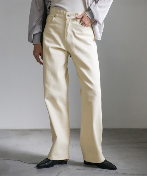 select MOCA(セレクトモカ)の「スラブストレートデニムパンツ(デニムパンツ・レディース・インディゴブルー/ライトインディゴブルー/ホワイト/ブラック/ナチュラル・SMALL/LARGE/MEDIUM)」の4枚目の写真