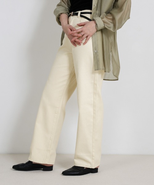 select MOCA（セレクトモカ）の「スラブストレートデニムパンツ（デニムパンツ・レディース・インディゴブルー/ライトインディゴブルー/ホワイト/ブラック/ナチュラル・SMALL/LARGE/MEDIUM）」の18枚目の写真