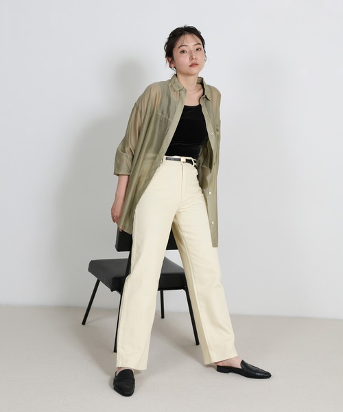 select MOCA（セレクトモカ）の「スラブストレートデニムパンツ（デニムパンツ・レディース・インディゴブルー/ライトインディゴブルー/ホワイト/ブラック/ナチュラル・SMALL/LARGE/MEDIUM）」の15枚目の写真