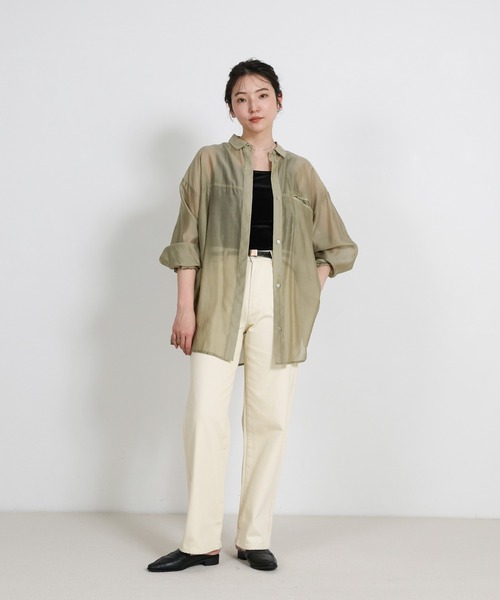 select MOCA（セレクトモカ）の「スラブストレートデニムパンツ（デニムパンツ・レディース・インディゴブルー/ライトインディゴブルー/ホワイト/ブラック/ナチュラル・SMALL/LARGE/MEDIUM）」の17枚目の写真