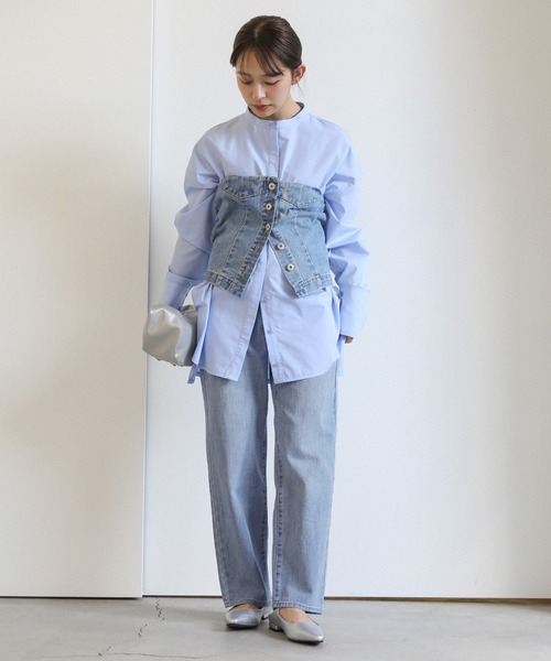 select MOCA(セレクトモカ)の「スラブストレートデニムパンツ(デニムパンツ・レディース・インディゴブルー/ライトインディゴブルー/ホワイト/ブラック/ナチュラル・SMALL/LARGE/MEDIUM)」の6枚目の写真