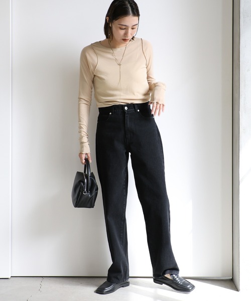 select MOCA(セレクトモカ)の「スラブストレートデニムパンツ(デニムパンツ・レディース・インディゴブルー/ライトインディゴブルー/ホワイト/ブラック/ナチュラル・SMALL/LARGE/MEDIUM)」の19枚目の写真