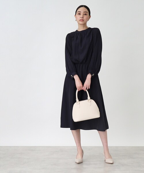 THE SHOP TK （ザ ショップ ティーケー ）の「◆【セレモニー／入卒】【エコバッグ付き】【裏地抗菌防臭】ラウンドハンドバッグ（ハンドバッグ・レディース・オフホワイト/ブラック/ライトベージュ・00）」の6枚目の写真