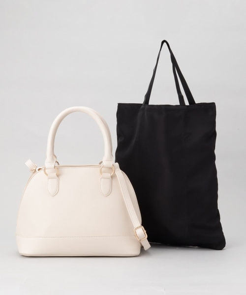 THE SHOP TK （ザ ショップ ティーケー ）の「◆【セレモニー／入卒】【エコバッグ付き】【裏地抗菌防臭】ラウンドハンドバッグ（ハンドバッグ・レディース・オフホワイト/ブラック/ライトベージュ・00）」の12枚目の写真