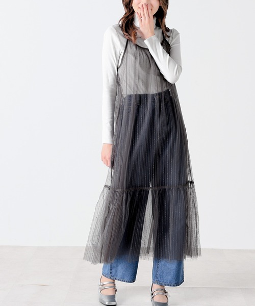 Honeys（ハニーズ）の「キャミチュールワンピース（ワンピース・レディース・アイボリー/ブラック/チャコールグレー・M/L/S/LL）」の10枚目の写真