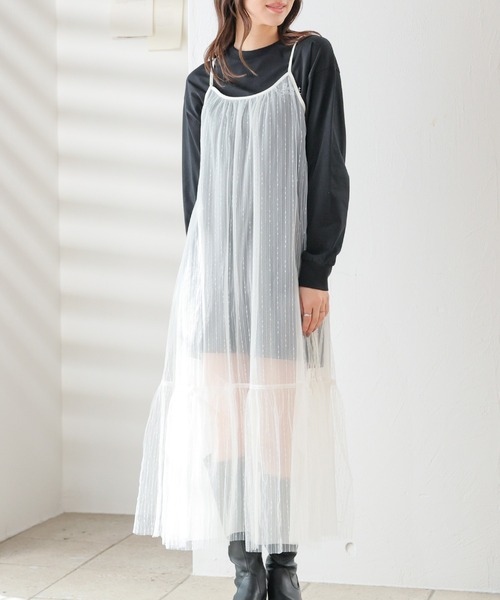 Honeys（ハニーズ）の「キャミチュールワンピース（ワンピース・レディース・アイボリー/ブラック/チャコールグレー・M/L/S/LL）」の19枚目の写真