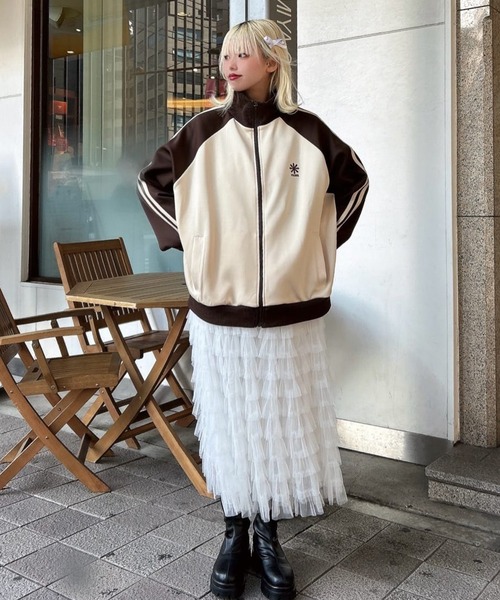 SPINNS(スピンズ)の「チュールティアードロングスカート(スカート・レディース・グレー/オレンジ/ベージュ/ピンク/ホワイト/ブラック・ONESIZE)」の14枚目の写真