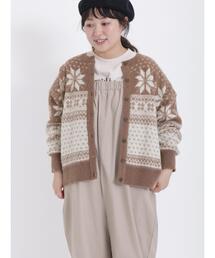 Samansa Mos2 | 【マシンウォッシャブル】雪柄ジャカード前後2WAYニット(カーディガン/ボレロ)
