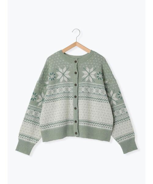 Samansa Mos2(サマンサ モスモス)の「【マシンウォッシャブル】雪柄ジャカード前後2WAYニット(カーディガン/ボレロ・レディース・パープル/ブラック/レッド/ミント/ブルー/ブラウン・F)」の11枚目の写真