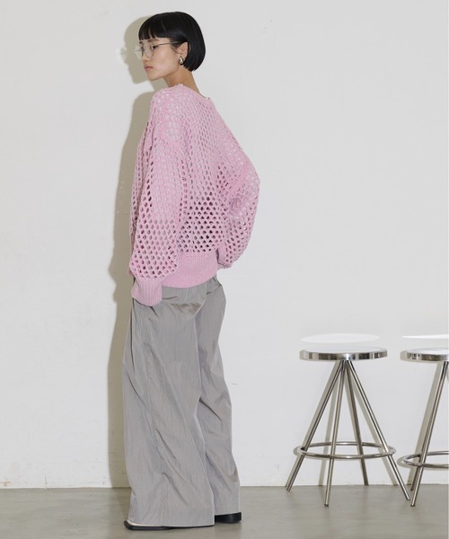 THE YOn（ザヨン）の「メランジメッシュニットプルオーバー（ニット/セーター・レディース・ホワイト/ピンク/グリーン/イエロー/グレイッシュベージュ・FREE）」の13枚目の写真