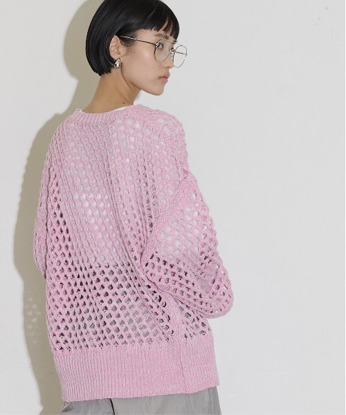 THE YOn（ザヨン）の「メランジメッシュニットプルオーバー（ニット/セーター・レディース・ホワイト/ピンク/グリーン/イエロー/グレイッシュベージュ・FREE）」の7枚目の写真
