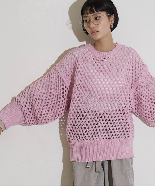 THE YOn（ザヨン）の「メランジメッシュニットプルオーバー（ニット/セーター・レディース・ホワイト/ピンク/グリーン/イエロー/グレイッシュベージュ・FREE）」の10枚目の写真