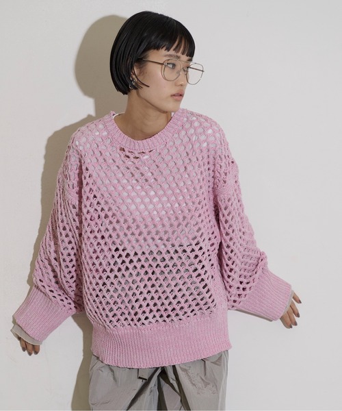 THE YOn（ザヨン）の「メランジメッシュニットプルオーバー（ニット/セーター・レディース・ホワイト/ピンク/グリーン/イエロー/グレイッシュベージュ・FREE）」の11枚目の写真