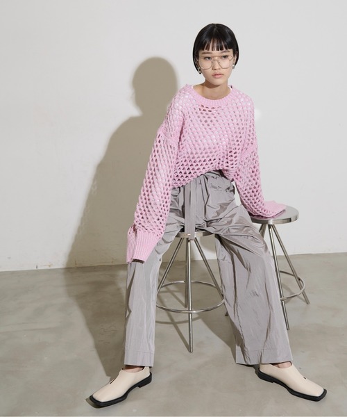 THE YOn（ザヨン）の「メランジメッシュニットプルオーバー（ニット/セーター・レディース・ホワイト/ピンク/グリーン/イエロー/グレイッシュベージュ・FREE）」の19枚目の写真