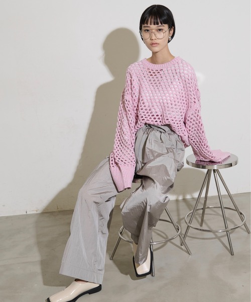 THE YOn（ザヨン）の「メランジメッシュニットプルオーバー（ニット/セーター・レディース・ホワイト/ピンク/グリーン/イエロー/グレイッシュベージュ・FREE）」の21枚目の写真
