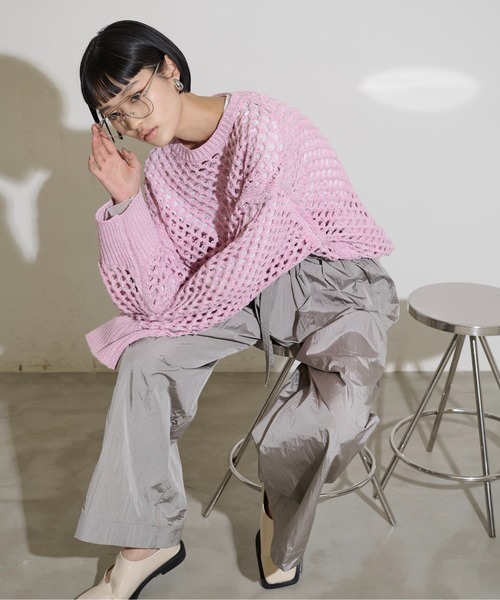 THE YOn（ザヨン）の「メランジメッシュニットプルオーバー（ニット/セーター・レディース・ホワイト/ピンク/グリーン/イエロー/グレイッシュベージュ・FREE）」の20枚目の写真