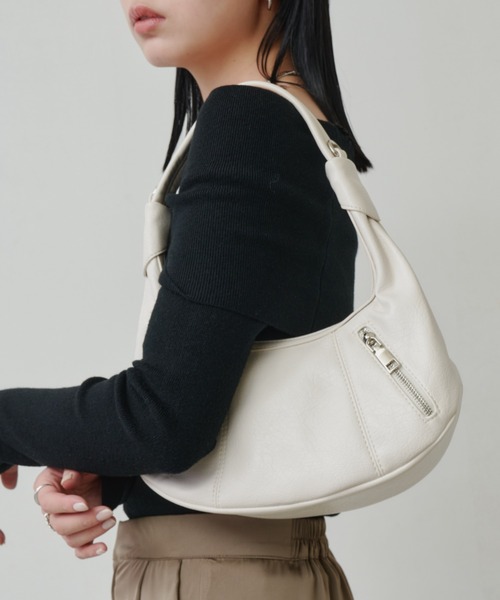 Aunt Marie's(アントマリーズ)の「ワンハンドルZIPポケットミニBAG(ハンドバッグ・レディース・ホワイト/ブラック・FREE)」の1枚目の写真