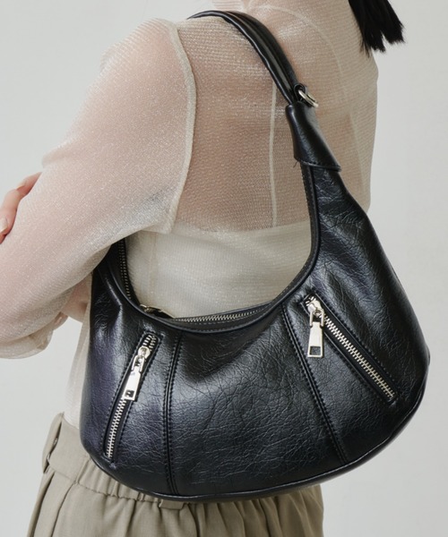 Aunt Marie's(アントマリーズ)の「ワンハンドルZIPポケットミニBAG(ハンドバッグ・レディース・ホワイト/ブラック・FREE)」の2枚目の写真