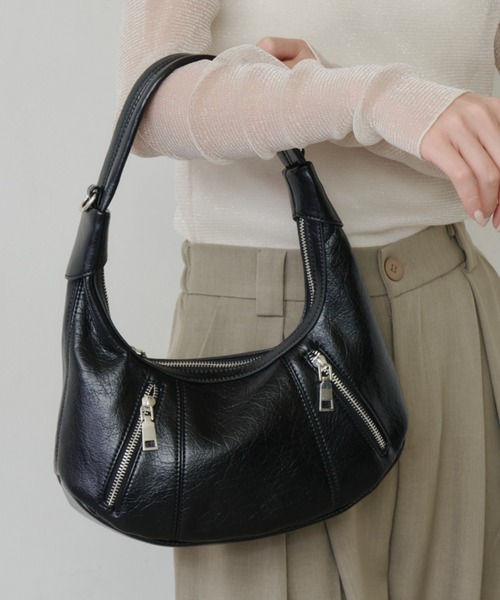 Aunt Marie's(アントマリーズ)の「ワンハンドルZIPポケットミニBAG(ハンドバッグ・レディース・ホワイト/ブラック・FREE)」の8枚目の写真