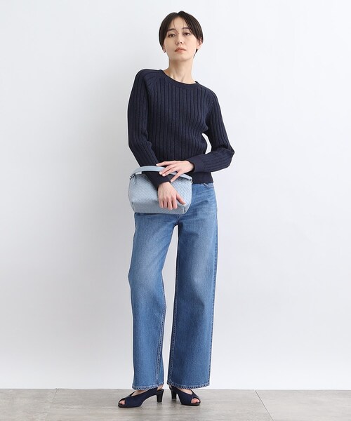 INDIVI(インディヴィ)の「◆【洗える/ラメ】ワイドリブニット(ニット/セーター・レディース・ネイビー/オフホワイト/サックスブルー・15 /13/19/05/38)」の14枚目の写真
