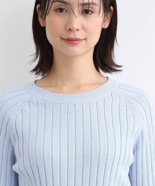 INDIVI(インディヴィ)の「◆【洗える/ラメ】ワイドリブニット(ニット/セーター・レディース・ネイビー/オフホワイト/サックスブルー・15 /13/19/05/38)」の6枚目の写真