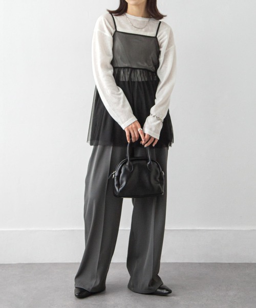 Chillfar（チルファー）の「チュールバックリボンオープンキャミ（キャミソール・レディース・ブラック/グレー/アイボリー・FREE）」の21枚目の写真