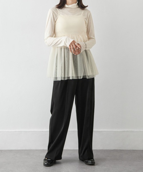 Chillfar（チルファー）の「チュールバックリボンオープンキャミ（キャミソール・レディース・ブラック/グレー/アイボリー・FREE）」の12枚目の写真