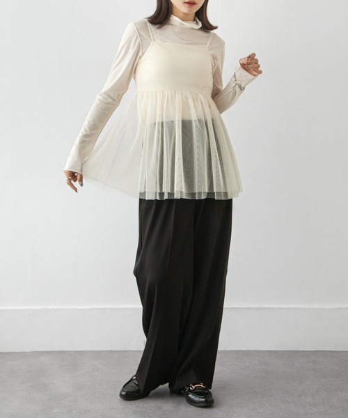 Chillfar（チルファー）の「チュールバックリボンオープンキャミ（キャミソール・レディース・ブラック/グレー/アイボリー・FREE）」の11枚目の写真