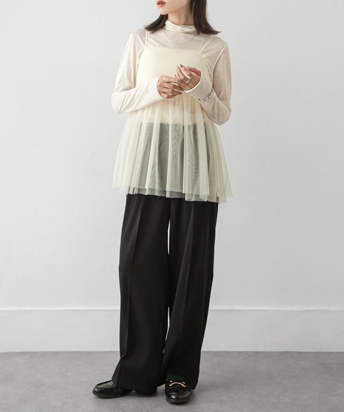 Chillfar（チルファー）の「チュールバックリボンオープンキャミ（キャミソール・レディース・ブラック/グレー/アイボリー・FREE）」の13枚目の写真