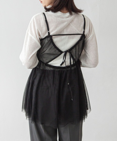 Chillfar（チルファー）の「チュールバックリボンオープンキャミ（キャミソール・レディース・ブラック/グレー/アイボリー・FREE）」の19枚目の写真