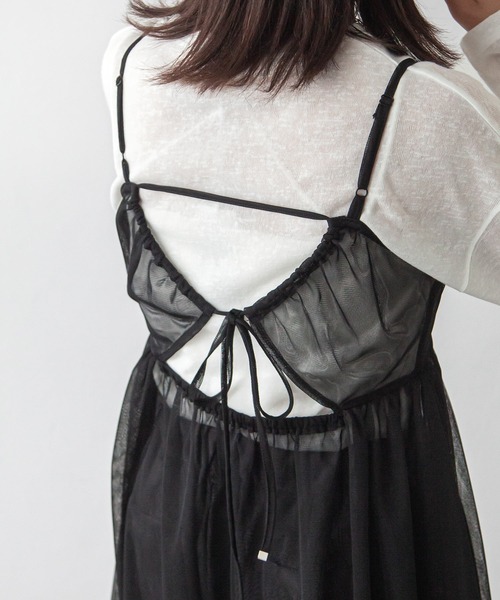 Chillfar（チルファー）の「チュールバックリボンオープンキャミ（キャミソール・レディース・ブラック/グレー/アイボリー・FREE）」の20枚目の写真