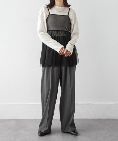 Chillfar（チルファー）の「チュールバックリボンオープンキャミ（キャミソール・レディース・ブラック/グレー/アイボリー・FREE）」の22枚目の写真