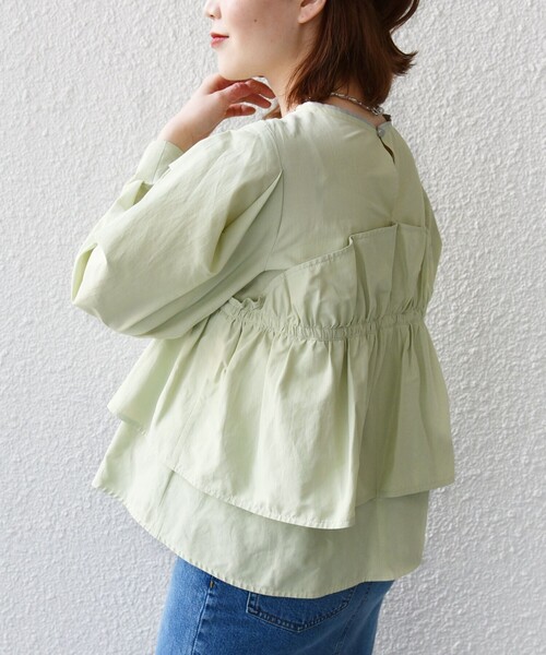 SHIPS(シップス)の「* 〈手洗い可能〉モイスト ブロード ドッキング風 ブラウス 24SS ◇(シャツ/ブラウス・レディース・ライトグリーン/ネイビー/オフホワイト・ONE SIZE)」の22枚目の写真