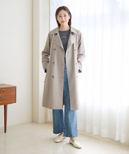GLOBAL WORK（グローバルワーク）の「エアかる撥水トレンチ/975888（トレンチコート・レディース・ベージュ/モカ/ライトグレー/ダークネイビー/グレイッシュベージュ・S/M/L）」の13枚目の写真