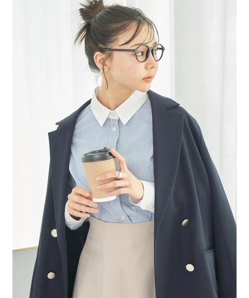 earth music&ecology（アースミュージックアンドエコロジー）の「クレリックシャツ（シャツ/ブラウス・レディース・サックスブルー/ブラック×ホワイト/ストライプ/オフホワイト・FREE）」の11枚目の写真