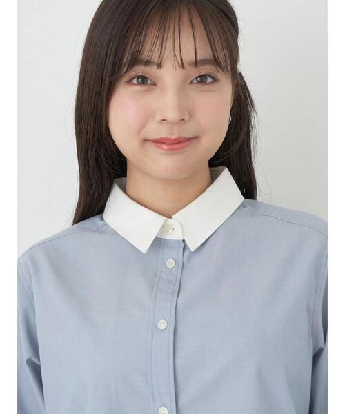 earth music&ecology（アースミュージックアンドエコロジー）の「クレリックシャツ（シャツ/ブラウス・レディース・サックスブルー/ブラック×ホワイト/ストライプ/オフホワイト・FREE）」の19枚目の写真