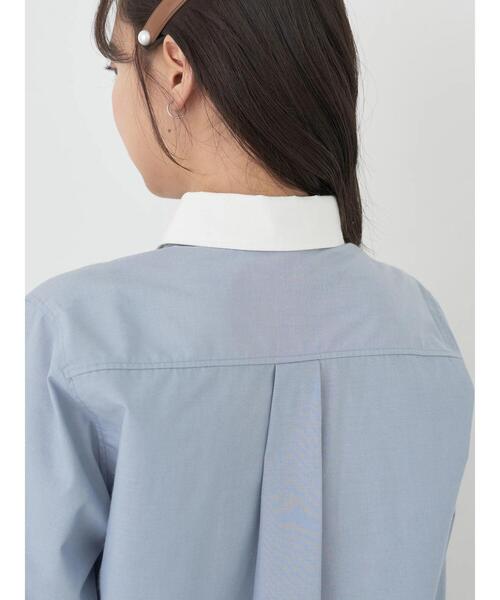 earth music&ecology（アースミュージックアンドエコロジー）の「クレリックシャツ（シャツ/ブラウス・レディース・サックスブルー/ブラック×ホワイト/ストライプ/オフホワイト・FREE）」の20枚目の写真