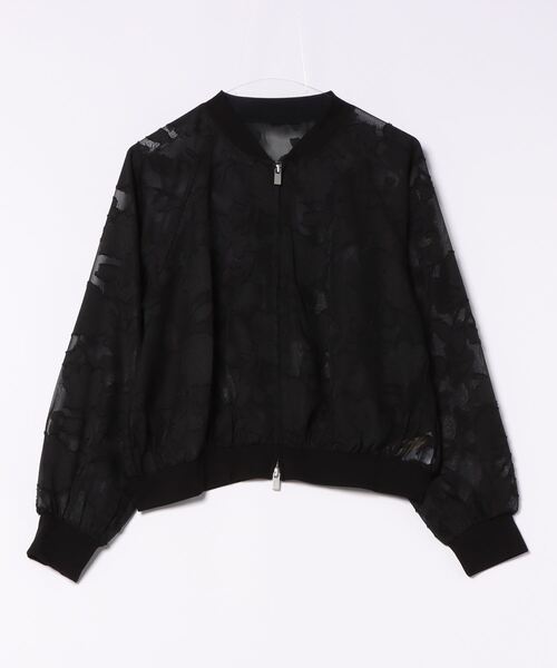 Q（キュー）の「ジャガードシアーブルゾン（ブルゾン・レディース・ブラック/アイボリー・MEDIUM）」の10枚目の写真